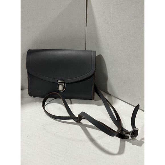The Cambridge Satchel Company Leather Crossbody Bag Grey Dapple Matte Push Lock - Picture 1 of 9